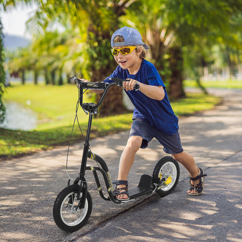 BreeBe Youth Scooter Front and Rear Caliper Dual Brakes 12-Inch Inflatable Front Wheel Ride On Toy image number 1