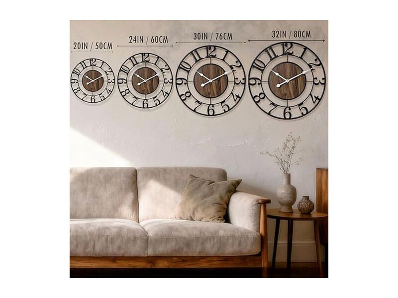 Metal Retro Wood Farmhouse Fireplace Wall Clock 20 Inch Silent Non Ticking image number 1