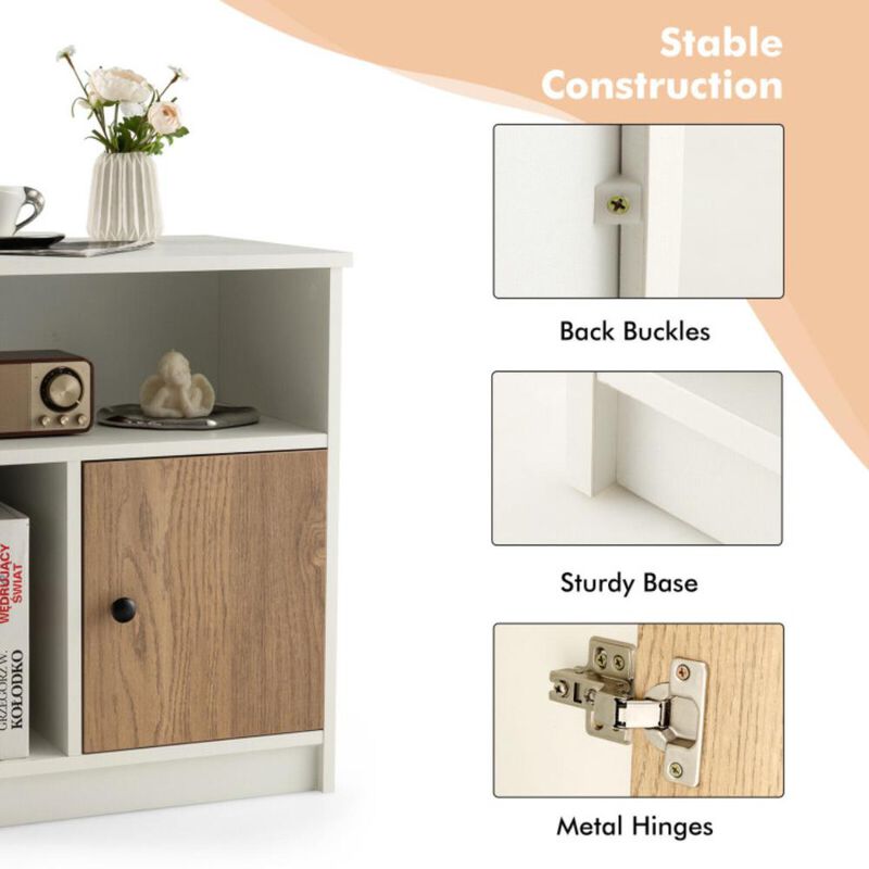 Hivvago 2 Pieces 25 Inch Tall Nightstands with Door and 2 Open Shelves-White