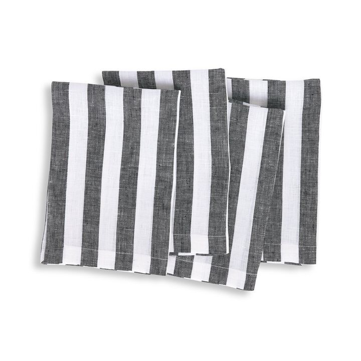 Linen Dinner Napkins Set of 4 for Dining Table Decor, 20 x 20 Inch - Sorrento Stripe