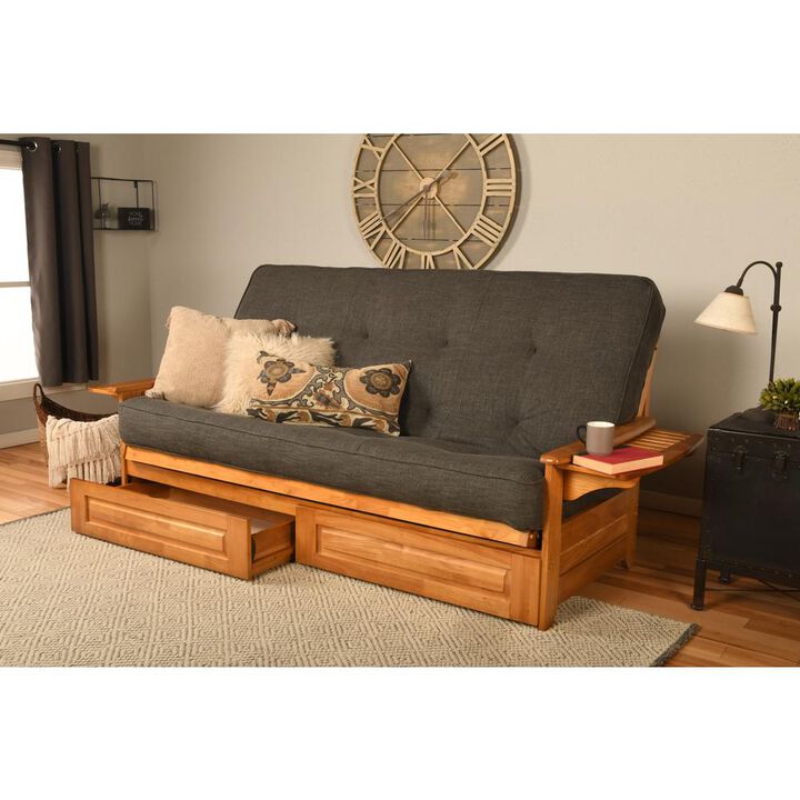 KODIAK Phoenix Frame Queen-Butternut Finish-Mattress-Storage Drawers