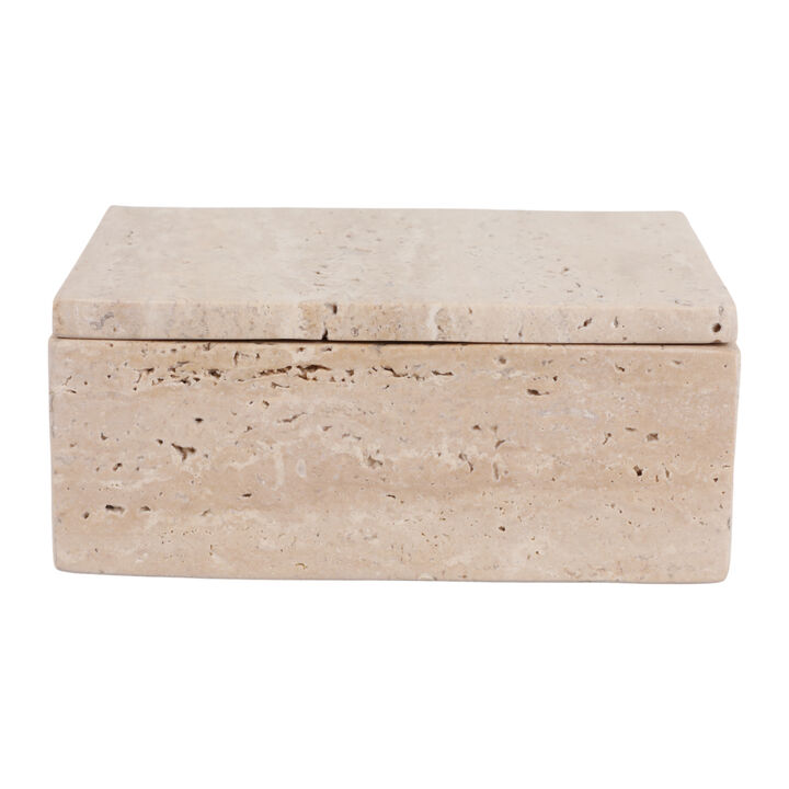 7" Travertine Box, Tan