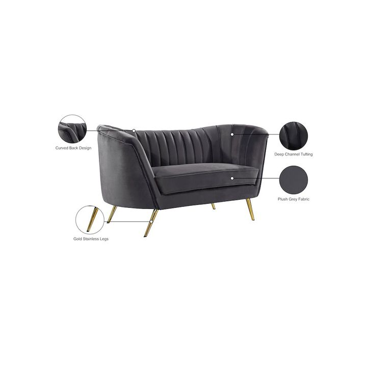 Meridian Furniture Margo Grey Velvet Loveseat