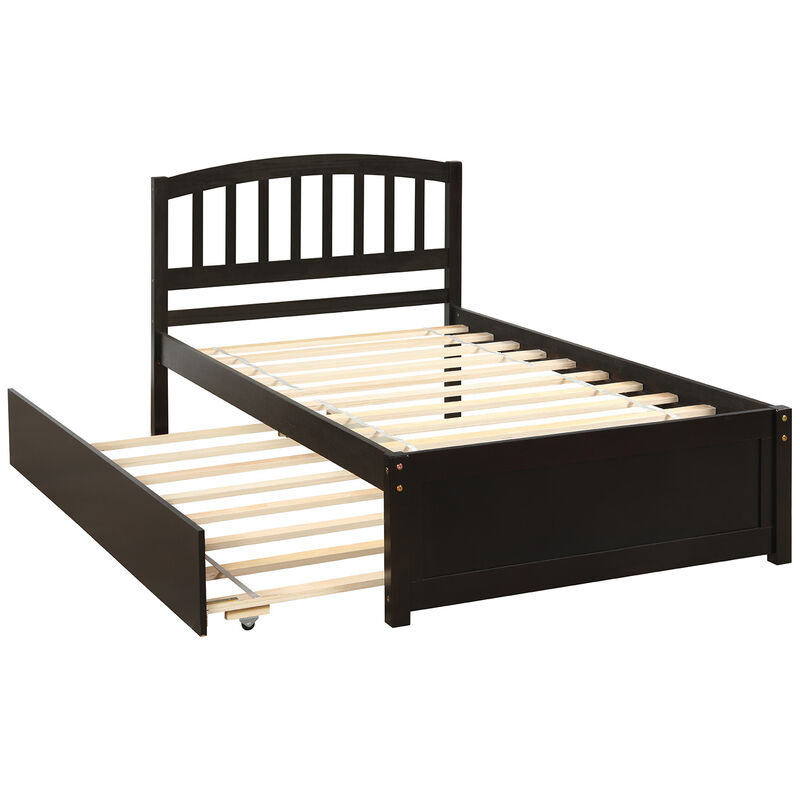 Whisen Elegant Design Twin size Platform Bed with Trundle - Gray