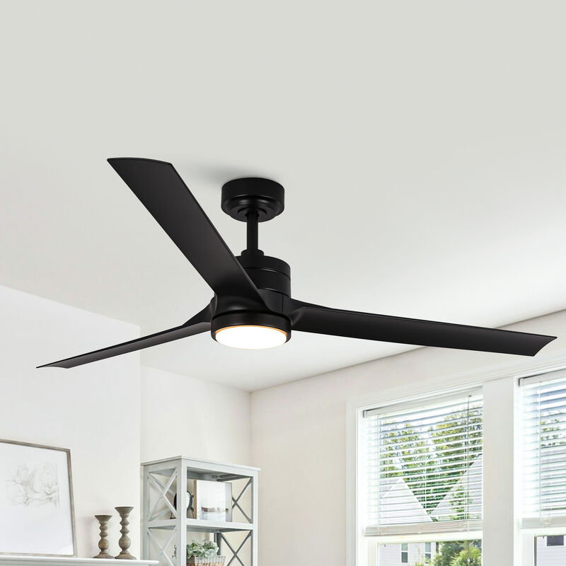 60" Industrial Black 3CCT Integrated LED Ceiling Fan with Remote