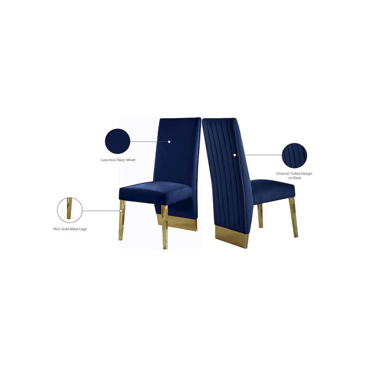 Meridian Furniture Porsha Navy Velvet Dining Chair, Set of 2