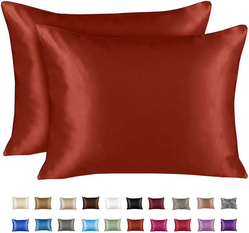 Satin Pillow Case with Zipper - Luxury Pillow Cover (Pillowcase Set of 2)
