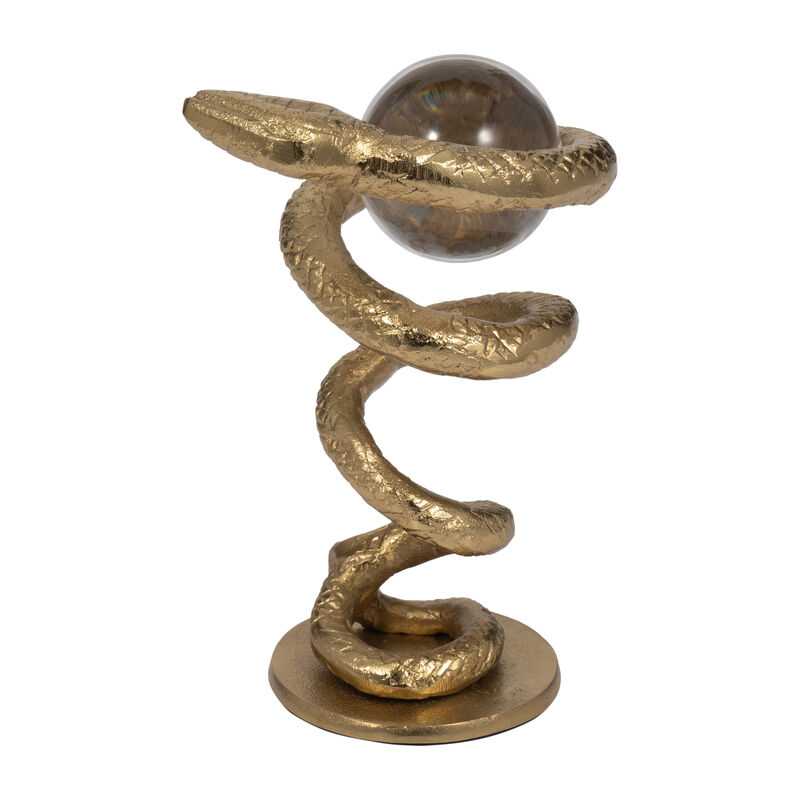 Metal, 7" Snake Coil W/ Acrylic Ball, Gold image number 0