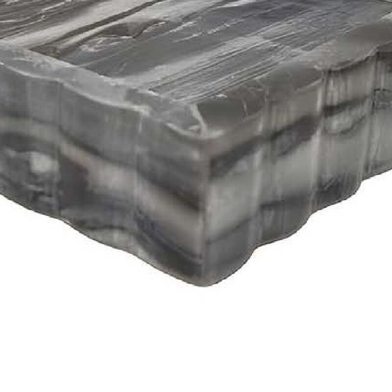 Myla Decorative Marble Tray, Subtle Gray Scalloped Edges, 14 Inch