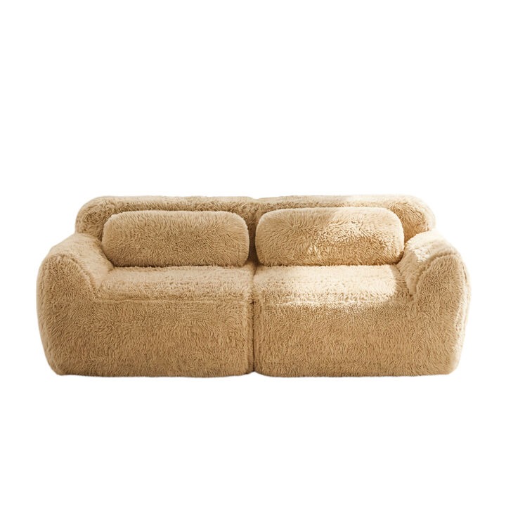 Monimp Soft Fluffy Plush Fabric Loveseats