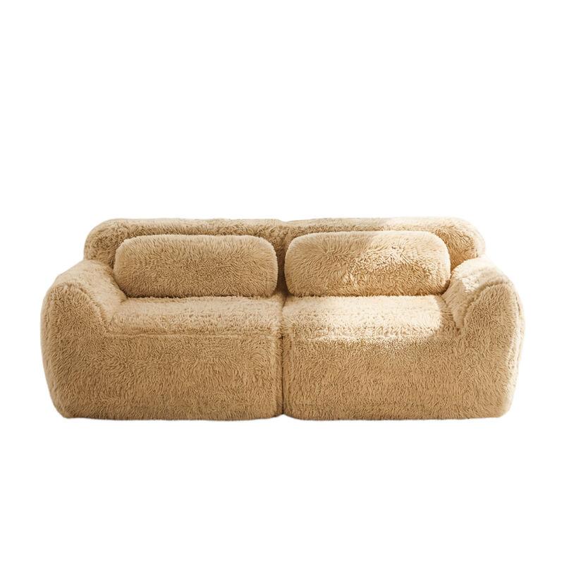 Monimp Soft Fluffy Plush Fabric Loveseats image number 0