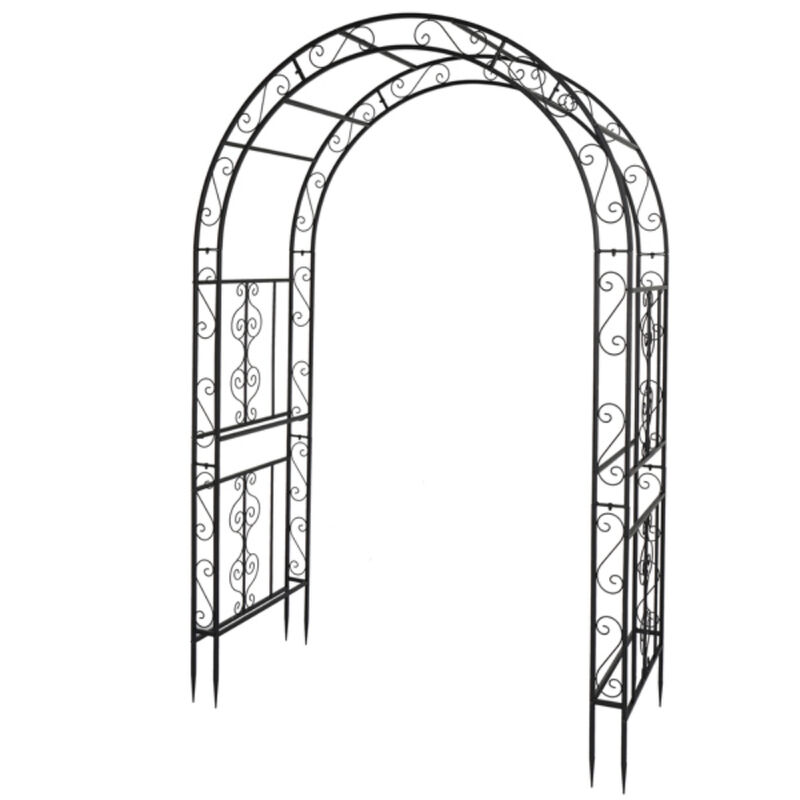 Iron Art Double Layer Arch, Arc Top Iron Arch for Garden, Patio, or Event Decor