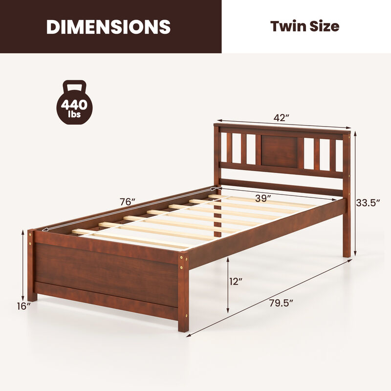 Wooden Platform Bed with Headboard and Slat Support, Sturdy Frame for a Comfortable and Stylish Bedroom