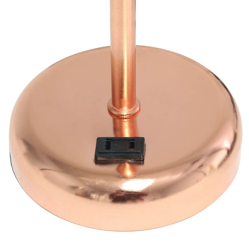 LimeLights Rose Gold Stick Lamp with Charging Outlet and Fabric Shade - 2 Pack Set image number 9
