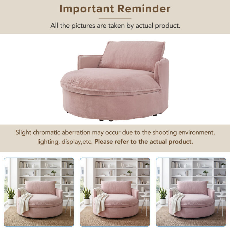 Merax 59" Round Circular Lounge Chair with Faux Rabbit Fur, 6.3" Thick Cushion image number 5