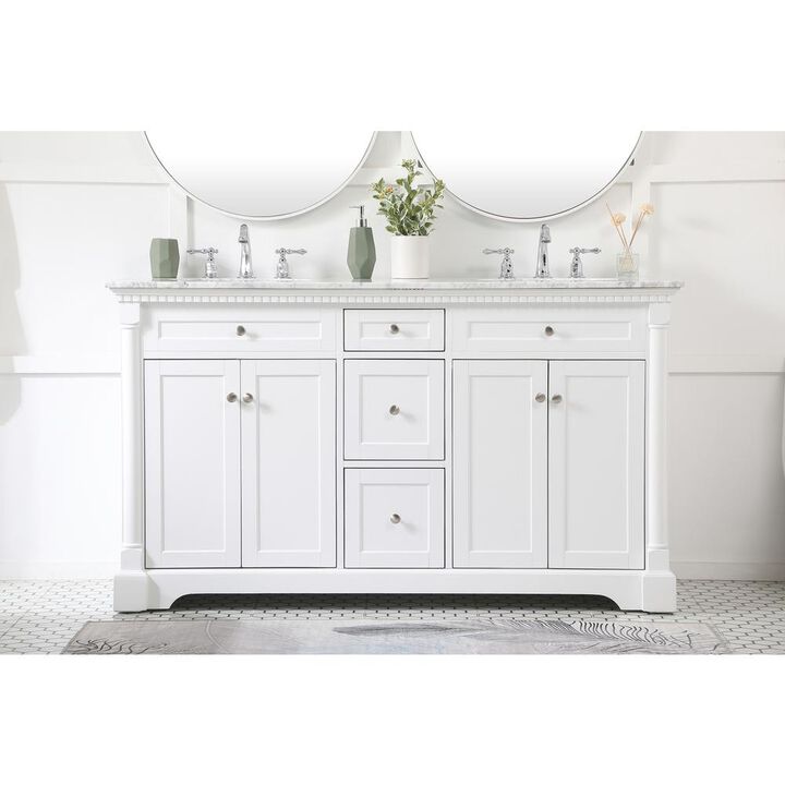 Elegant Kitchen and Bath 60 inch double bathroom vanity in White