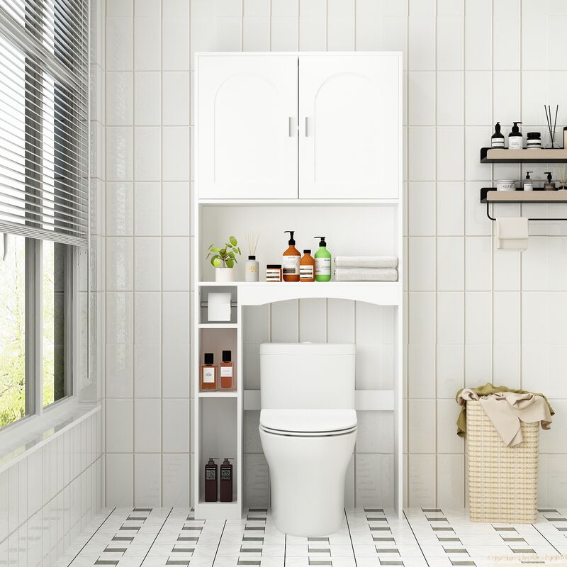 FUFU&GAGA 31.51-in x 7.9-in x 9.8-in White 6-Shelf Over-the-Toilet Storage