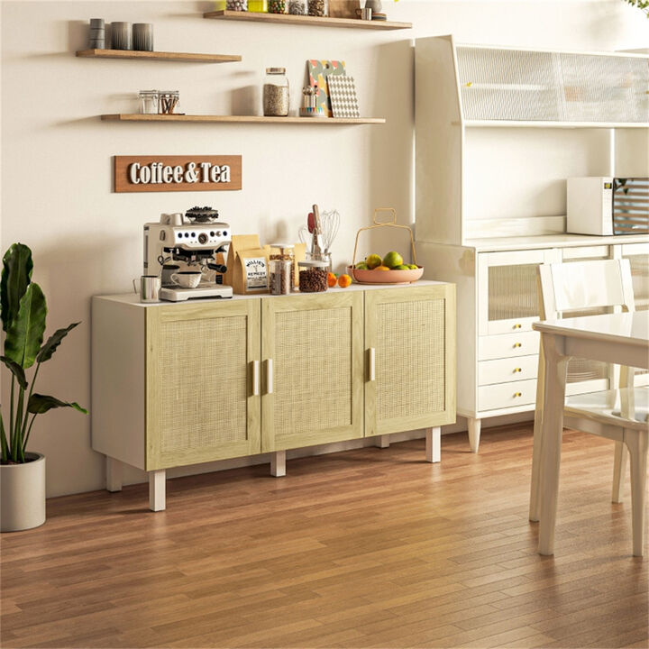 Modern Kitchen Storage Cabinet with Shelves & Doors for Pantry & Dining Organization