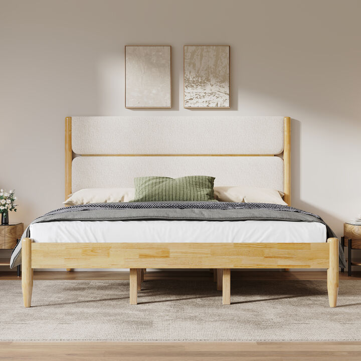 Christopher Knight Home Garrick Modern Rubberwood Fleece Upholstered Bed