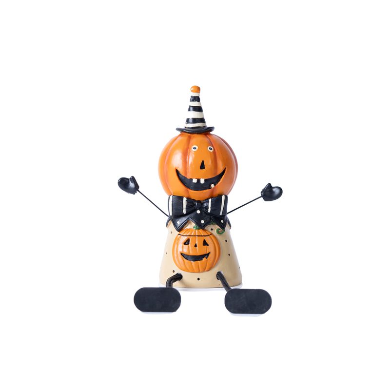Halloween Pumpkin Shelf Sitter Set – 3-Piece Jack-o'-Lantern Decor for Fireplace Mantel, Table, or Window Ledge