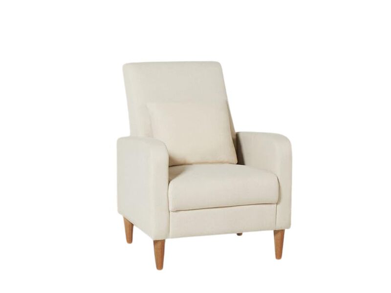 Accent Chair &ndash; Beige Mid‑Century Armchair with Pillow & Solid Wood Legs for Small Spaces image number 0