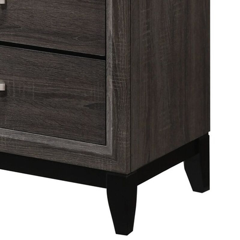 50 Inch Classic 5 Drawer Tall Dresser Chest with Metal Handles, Oak Gray - Benzara