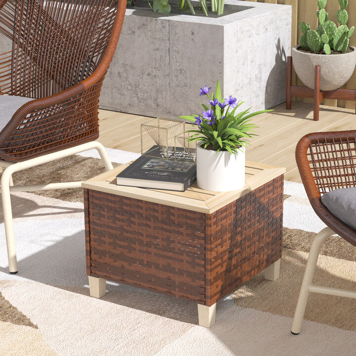 Hivvago Patio End Table with Fir Wood Legs