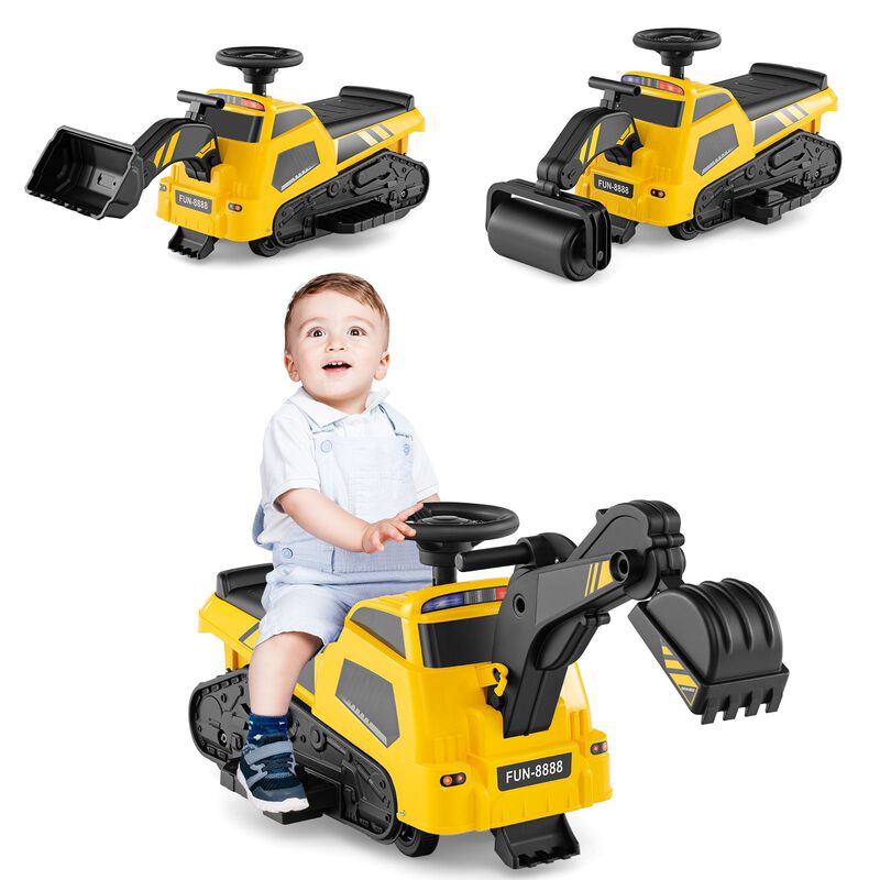 3-in-1 6V Kids Ride-On Excavator Tractor with Adjustable Arms and Music image number 6