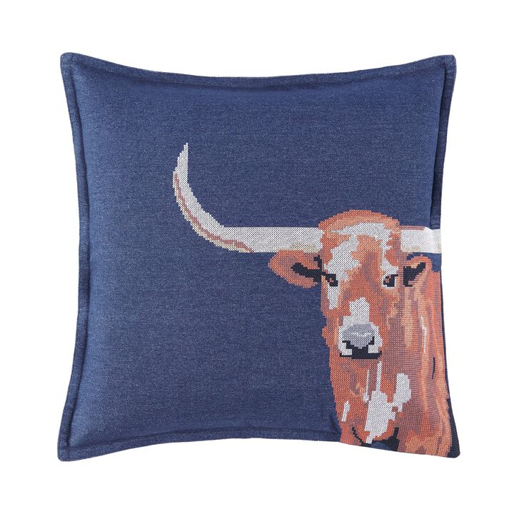 Denim Cross Longhorn Pillow