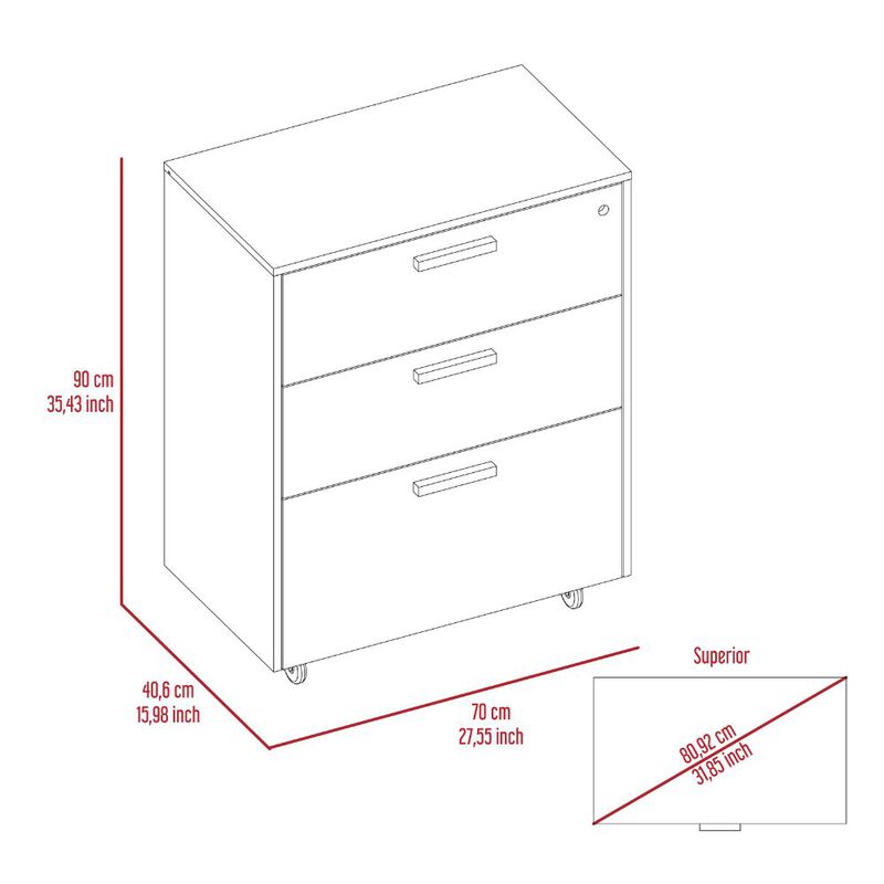 Streamdale Black 3-Drawer Drawer Base Cabinet