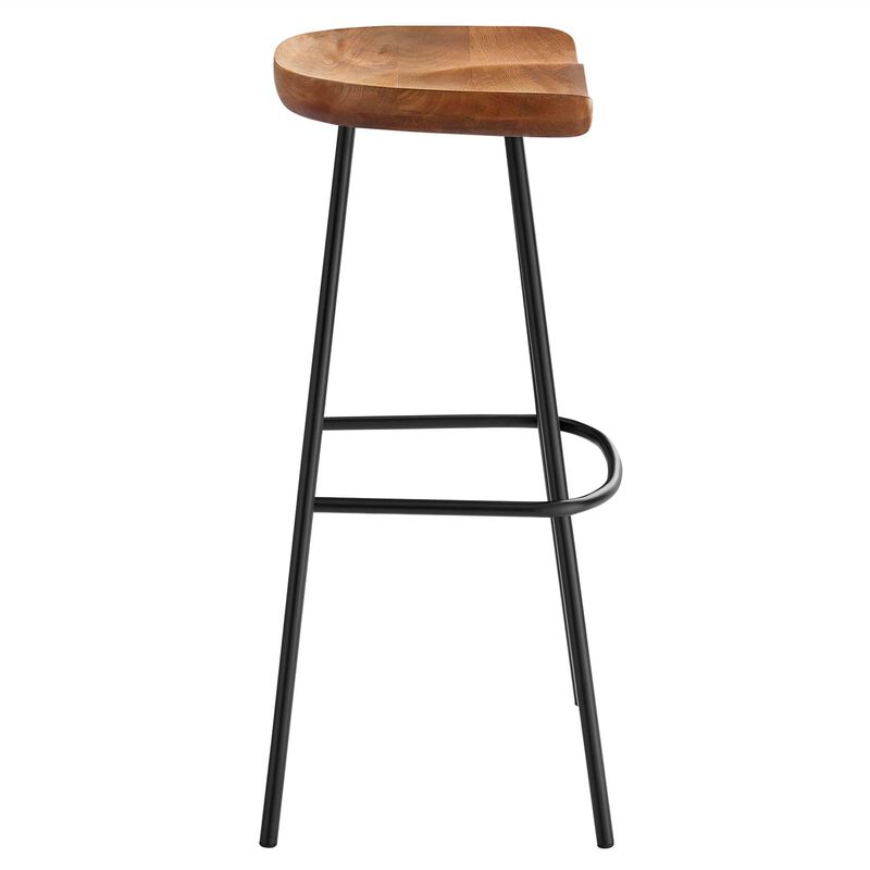 Modway EEI-6742-WAL Concord Backless Wood Bar Stools - Set of 2, Walnut image number 4