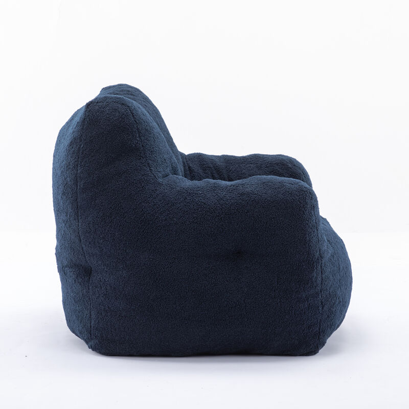 GOODSILO Soft Teddy Fabric Tufted Foam Bean Bag Chair with Ergonomic Backrest Design image number 9