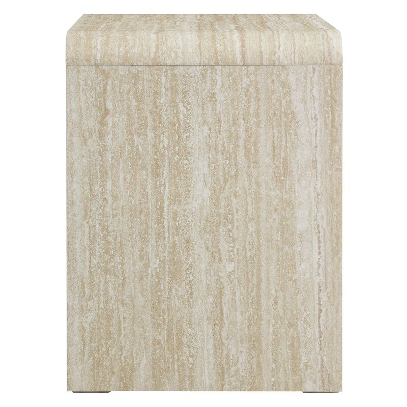 Modway Toscana 1-Drawer Nightstand in Travertine - Rounded Curved-Top Nightstand with Circular Pattern Drawer - Modern Side or End Table for Living Room with Storage Drawer and Shelf image number 6
