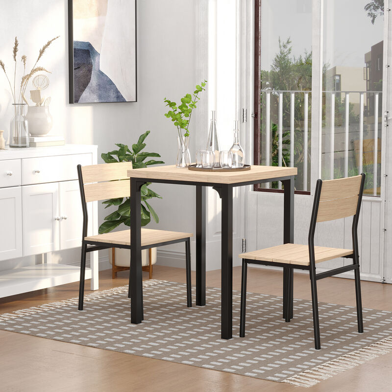 HOMCOM 3 Piece Dining Table Set for 2, Modern Kitchen Table and Chairs, Dining Room Set for Breakfast Nook, Small Space, Apartment, Space Saving