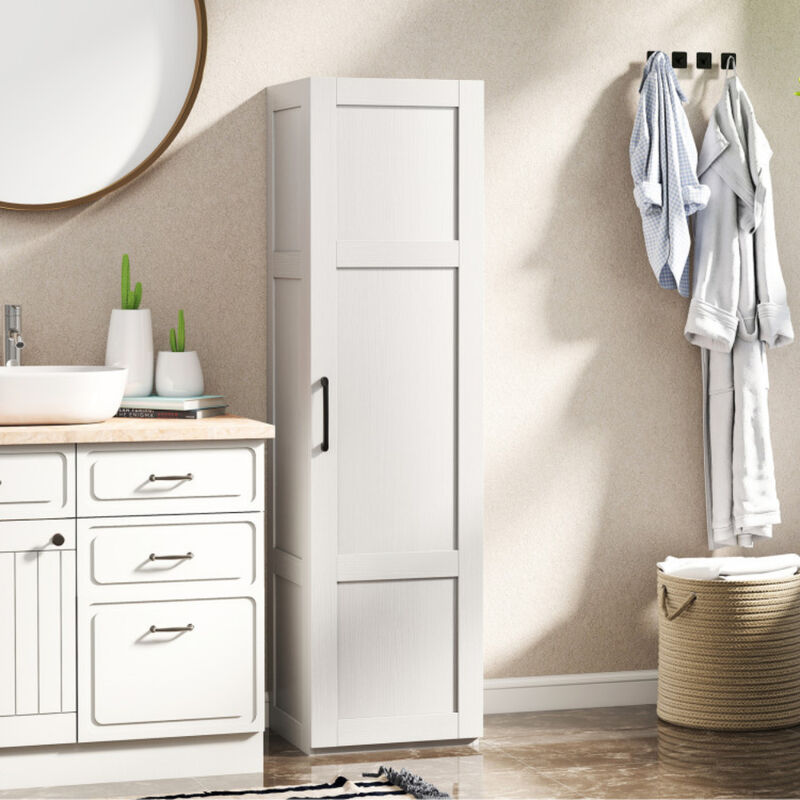 White Tall Storage Cabinet with 4 Shelves for Bathroom Living Room image number 3