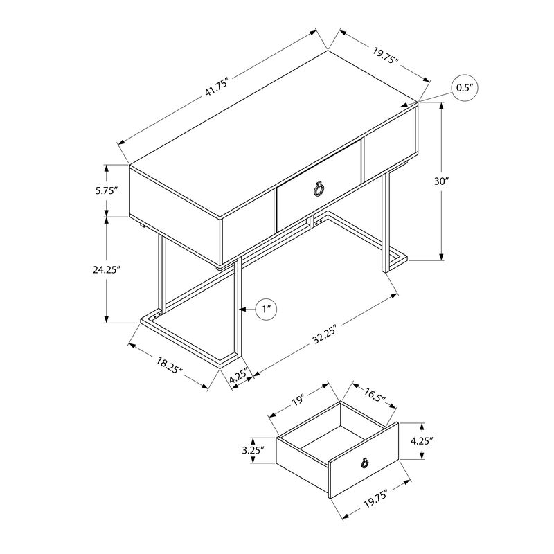 Monarch Specialties I 7386 Computer Desk, Home Office, Laptop, Storage Drawers, 42"L, Work, Metal, Laminate, Grey, Black, Contemporary, Modern