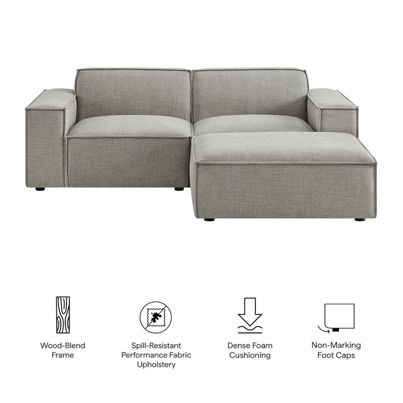 Restore 3-Piece Performance Fabric Upholstered Modular Loveseat with Ottoman image number 1