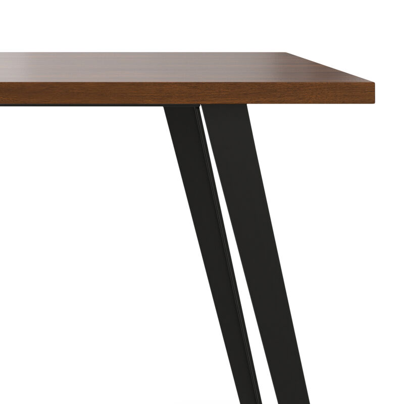 Lowry 54 inch x 54 inch Square Modern Industrial Square Dining Table in Walnut Veneer
