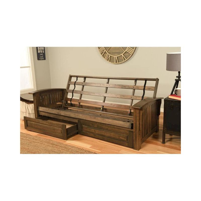 Washington Queen Frame-Rustic Walnut Finish-Oregon Trail Java Mattress-Storage Drawers image number 2