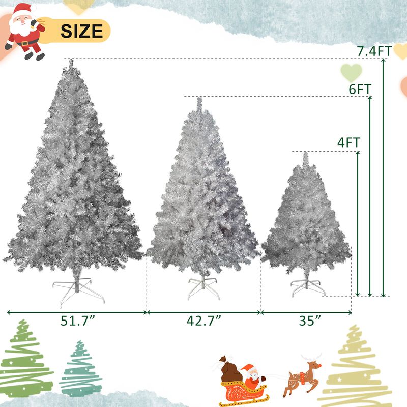 6FT Sliver Pre-Lit Artificial Christmas Tree