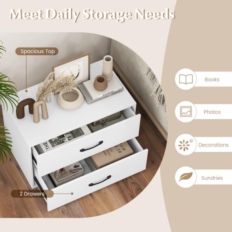 Hivvago 2-Drawer Stackable Horizontal Storage Cabinet Dresser Chest with Handles