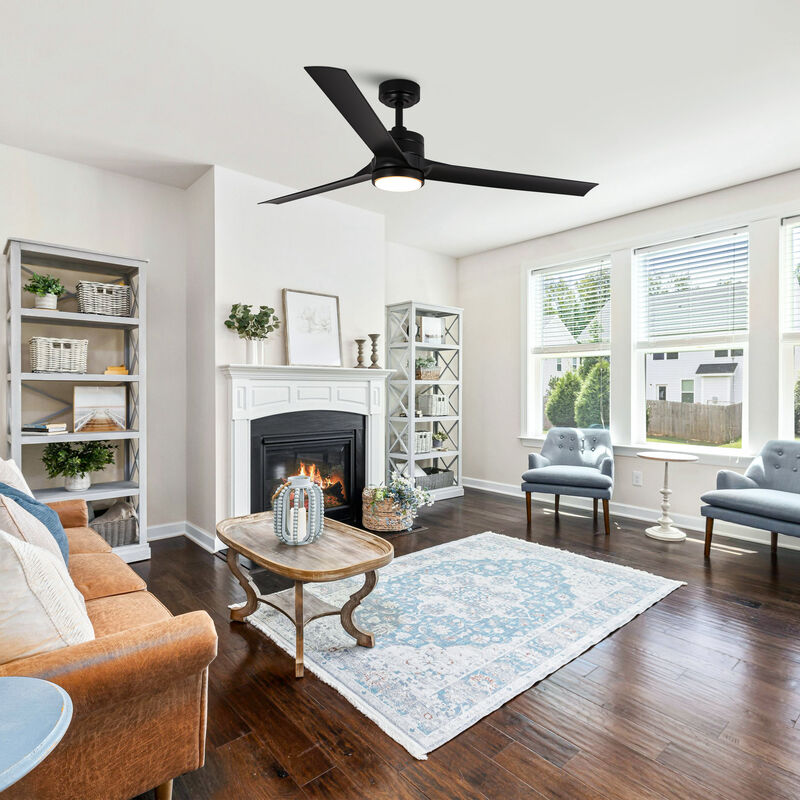 60" Industrial Black 3CCT Integrated LED Ceiling Fan with Remote