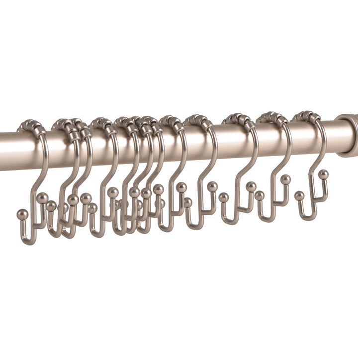 Utopia Alley Rust-Resistant Stepped Metal Double Shower Curtain Hooks, Easy Glide Metal Shower Hooks Hangers for Bathroom, Kitchen Utensils, Curtains, Clothing, Towels etc - Set of 12