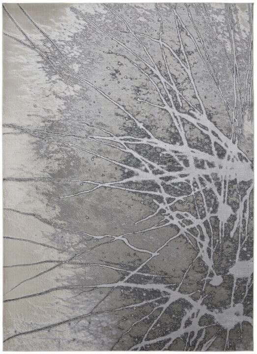 2 X 3 gray Silver And Ivory Abstract Power Loom Area Rug