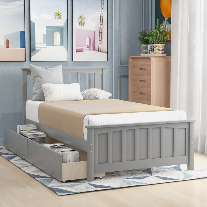 Streamdale Twin Size Platform Bed With Two Drawers