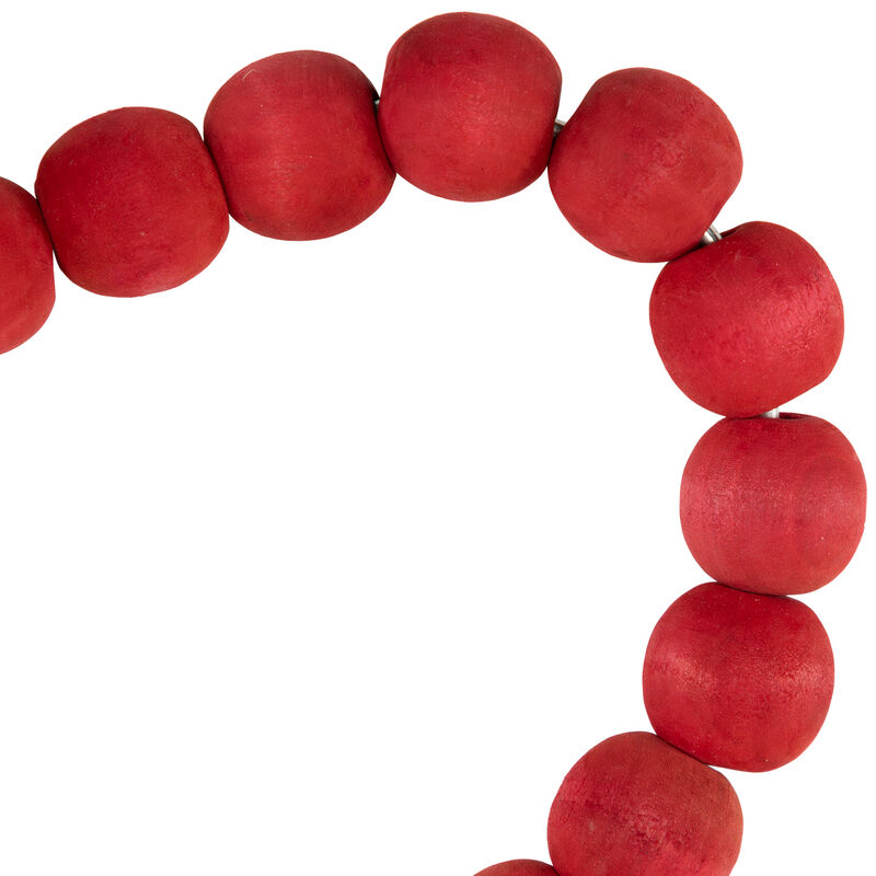 Wooden Beads with Rose Valentine's Day Heart Wall Decoration - 10.25" - Red image number 3