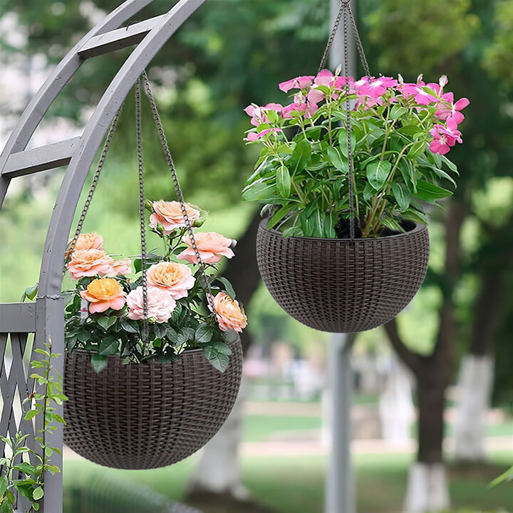 WOW PIONEER Self-Watering Hanging Planter Large Capacity Root-Rot Resistant Water Storage Water Level Indicator
