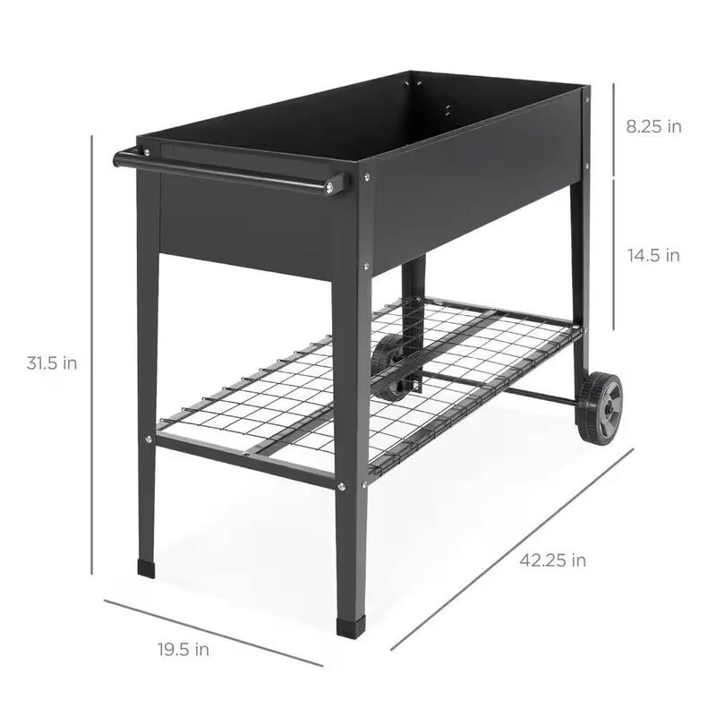 Mobile Metal Raised Garden Planter – Outdoor Bed Cart on Wheels for Small Spaces