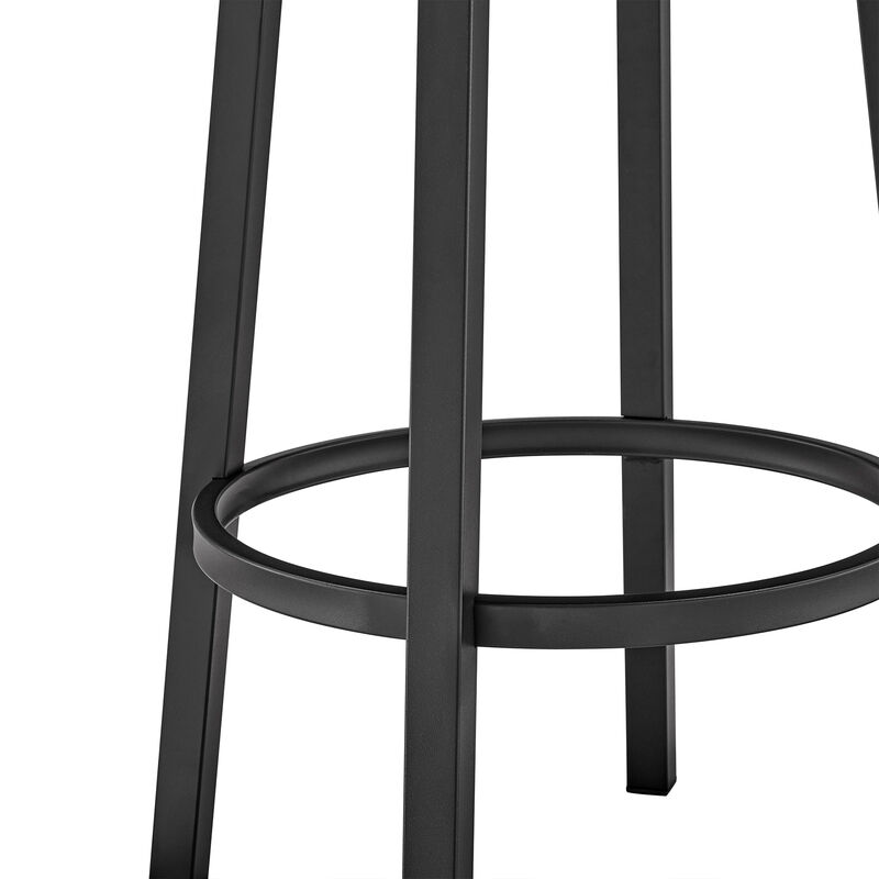 Lorin  Counter Height Swivel Bar Stool in Black Finish and Black Faux Leather