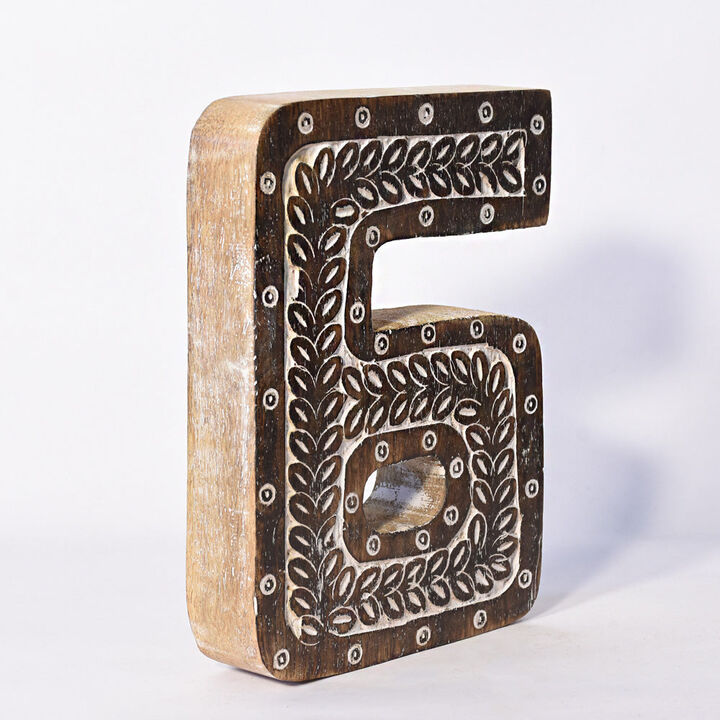 Vintage Natural Handmade Eco-Friendly "6" Numeric Number For Wall Mount & Table Top Décor
